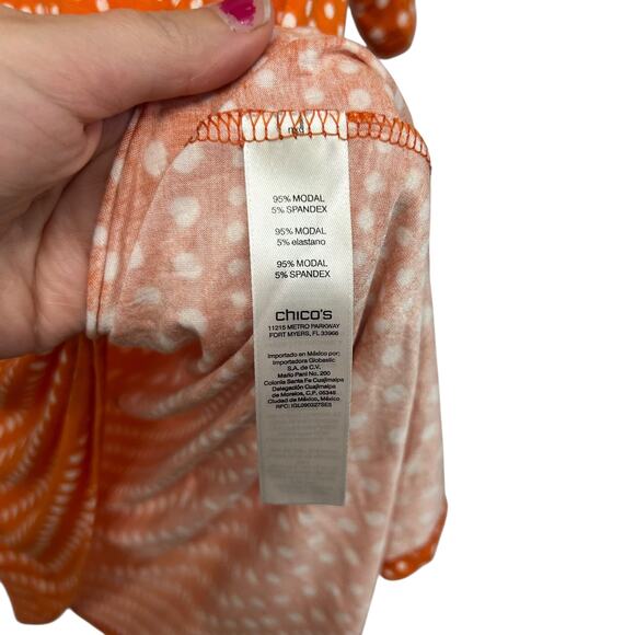 Fall‎ Chic Polka Dot Tunic Top Chico’s Orange Short Sleeve Size XL (2) - Picture 7 of 7